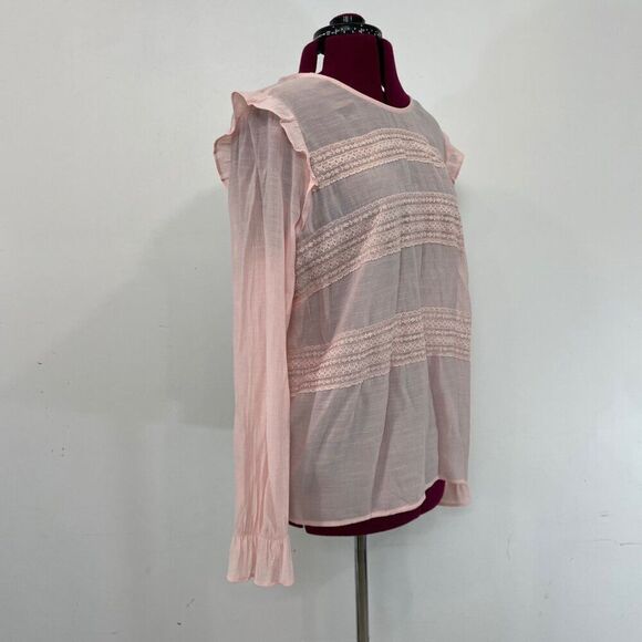 GAP Cotton Pink Ruffle trim Blouse sz L - Picture 2 of 6